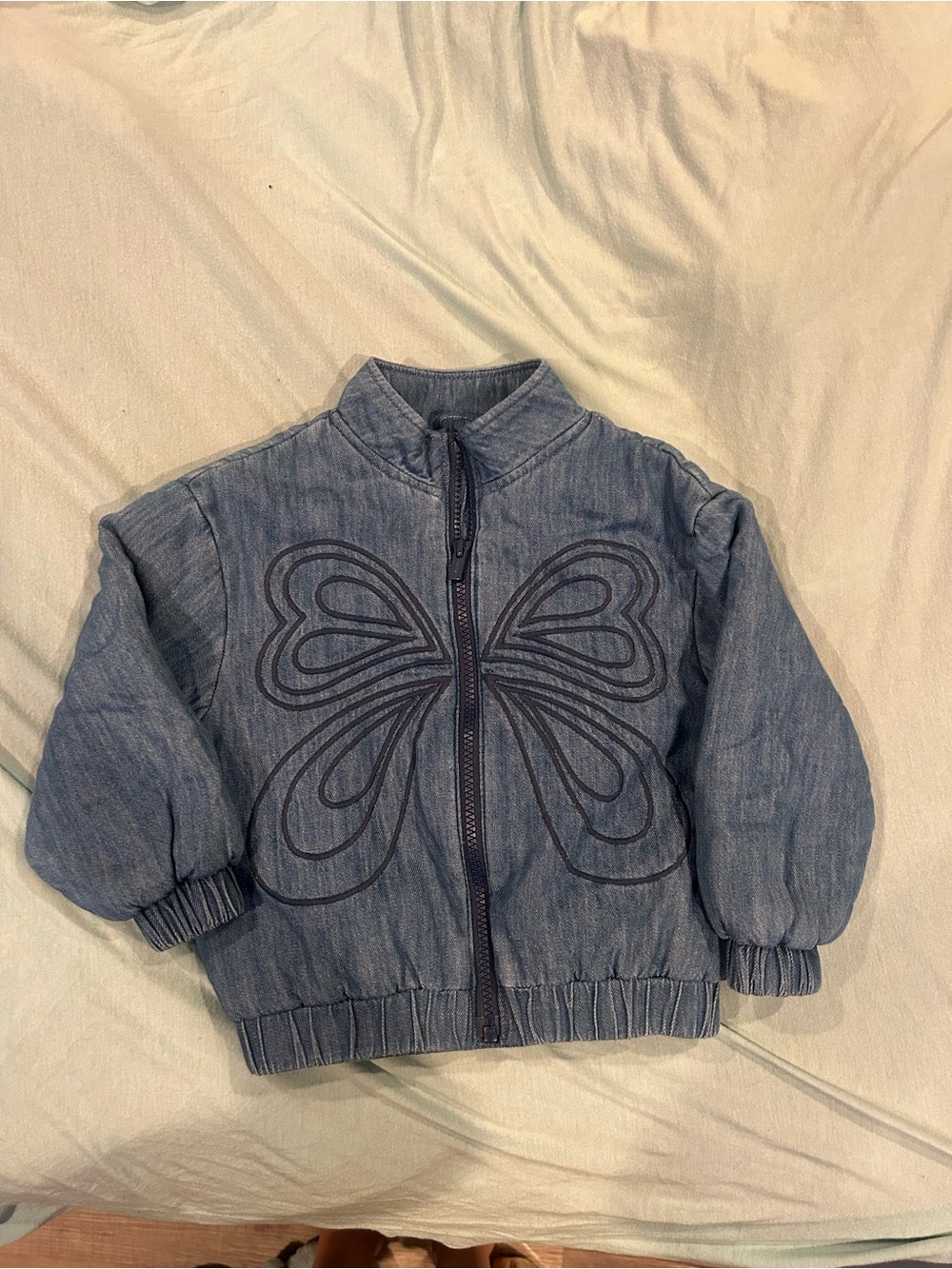 Old Navy Blue Girls Denim Butterfly Zip Jacket